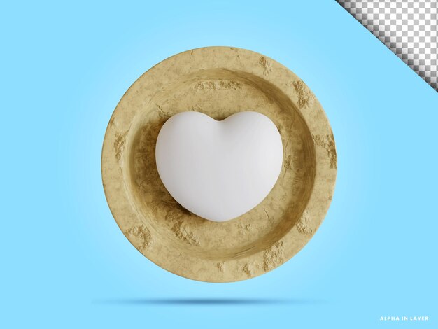 3d heart love coin illustration in transparent background