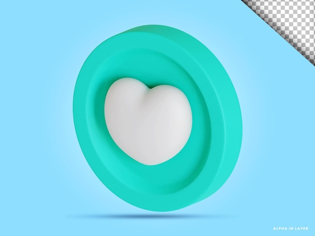 PSD 3d heart love coin illustration in transparent background