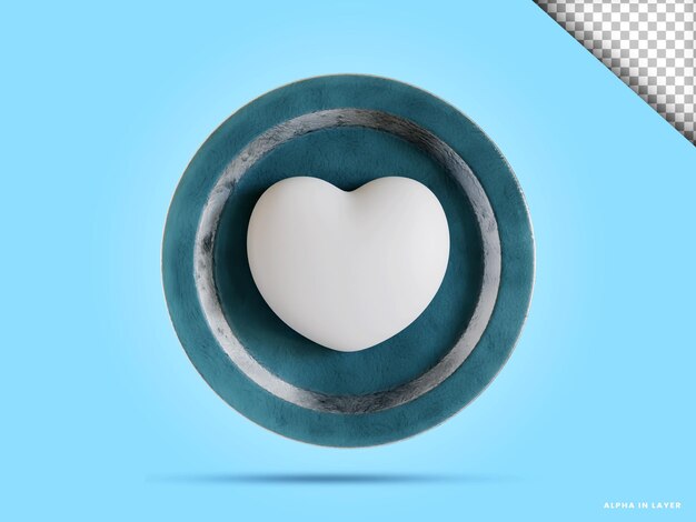 3d heart love coin illustration in transparent background