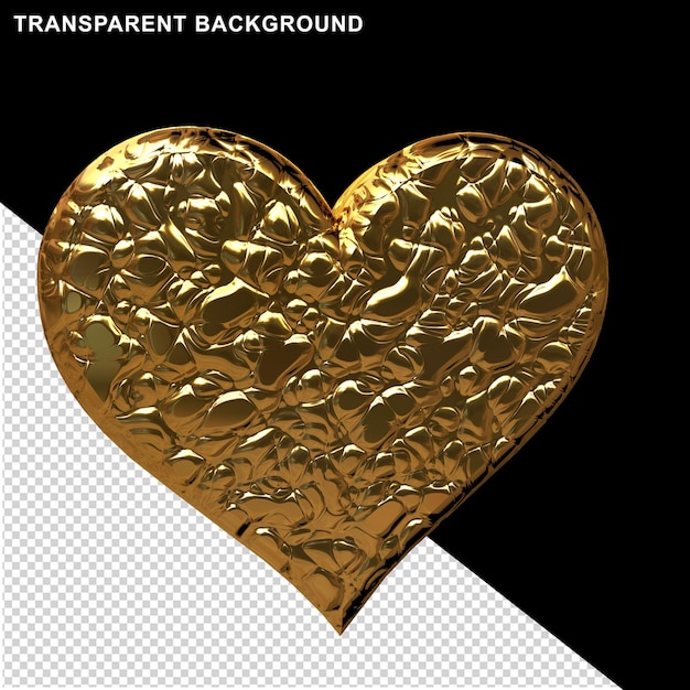 3d heart made of gold