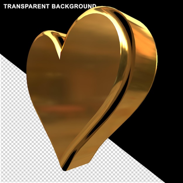 3d heart made of gold