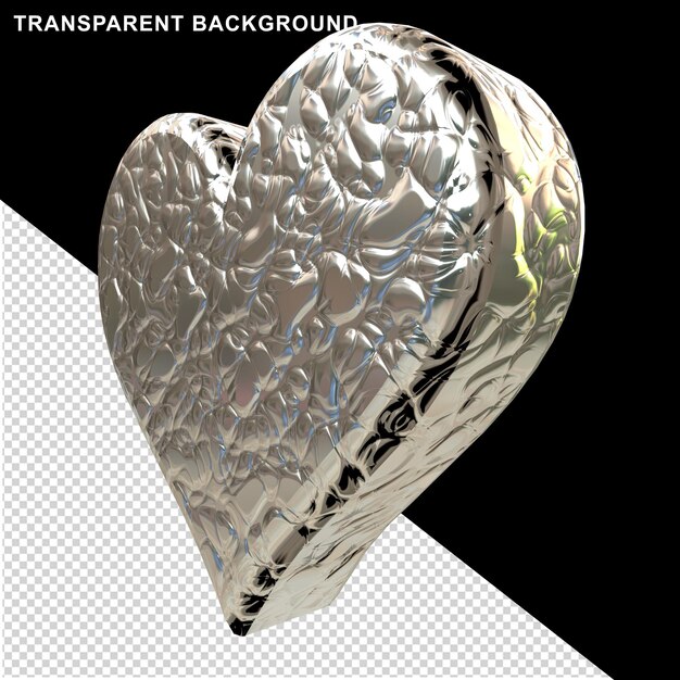 3d heart made of silver