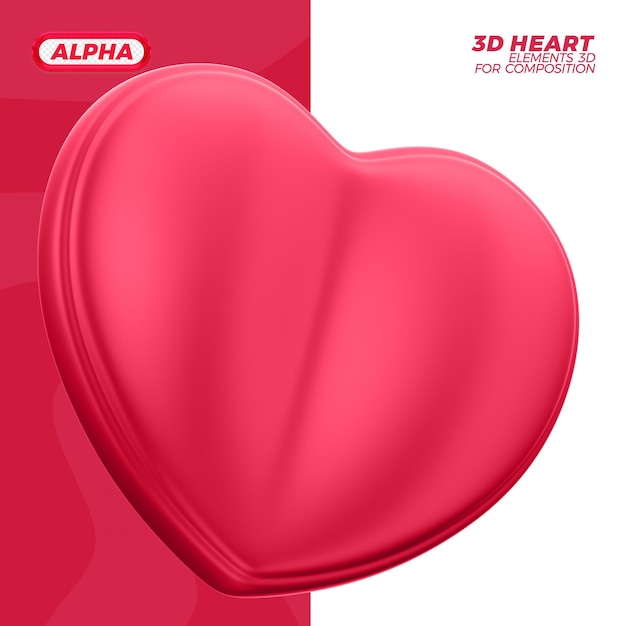 PSD rendering di rendering di cuore 3d