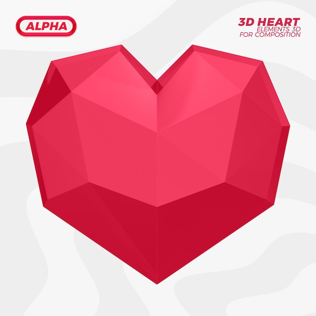 PSD rendering di rendering di cuore 3d