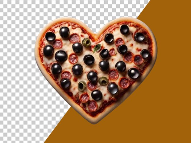 3d una pizza a forma di cuore con olive concetto del giorno della pizza
