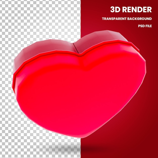 PSD 3d-коробки в форме сердца визуализируют элементы дня святого валентина