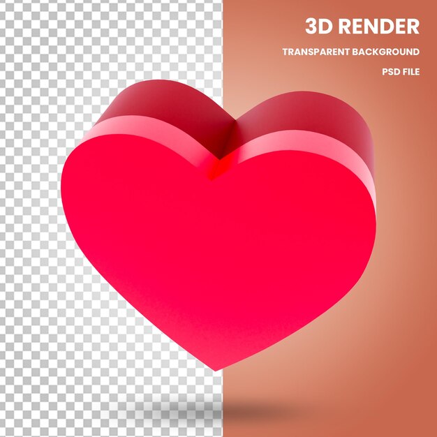 PSD 3 d のハート型のボックスは、バレンタインの要素をレンダリングします。