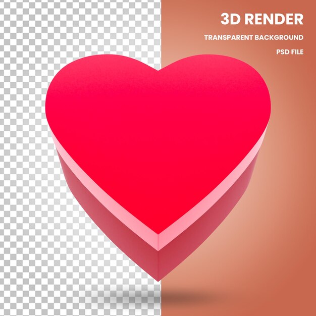 PSD 3 d のハート型のボックスは、バレンタインの要素をレンダリングします。