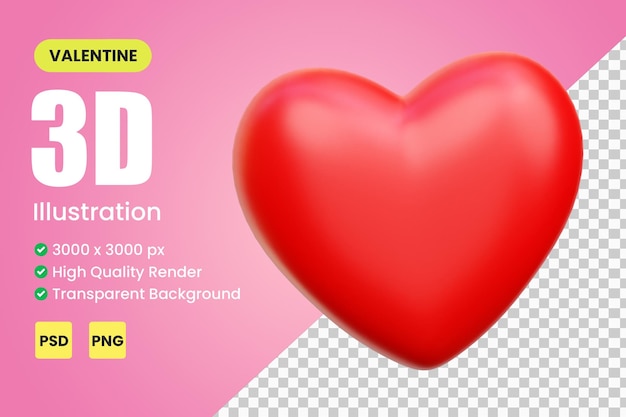 3d heart, valentine 3d illustration