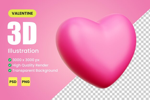 PSD 3d heart, valentine 3d illustration