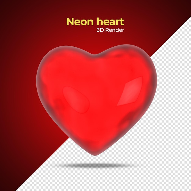 3D heart with neon effect