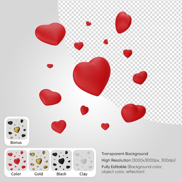 PSD 3d hearts