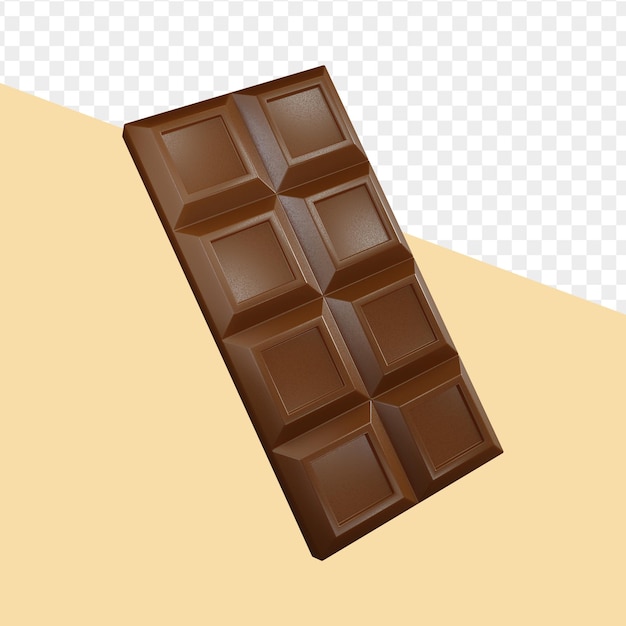 3D-heerlijke chocoladereep geïsoleerd op een transparante achtergrond