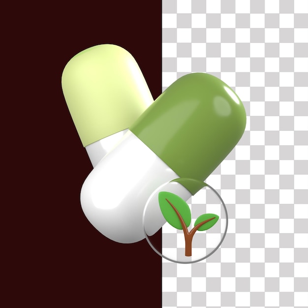 3D 약초 보충제 일러스트레이션