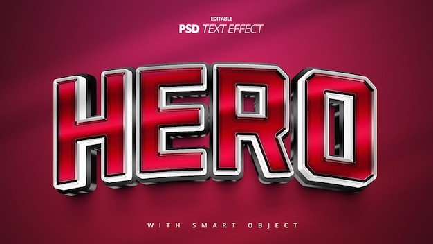 3d hero text effect mockup editable design