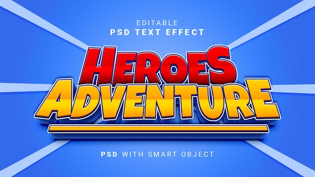 3d heroes adventure text effect