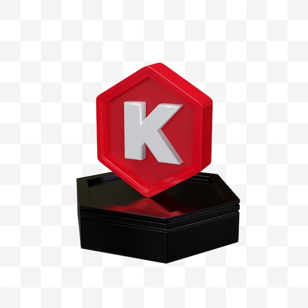 PSD 3d hexagonal letter k