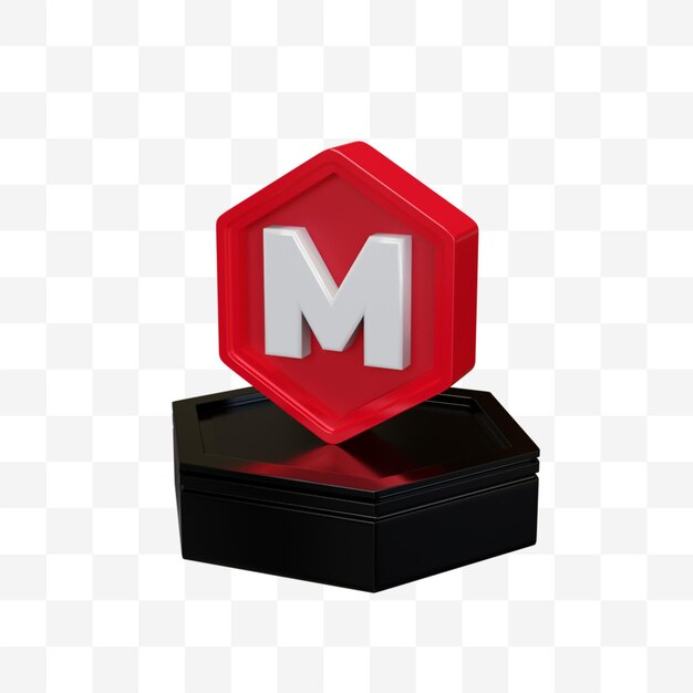 3d hexagonal letter m