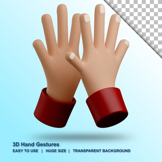 3d hi five hand gesture with isolated background