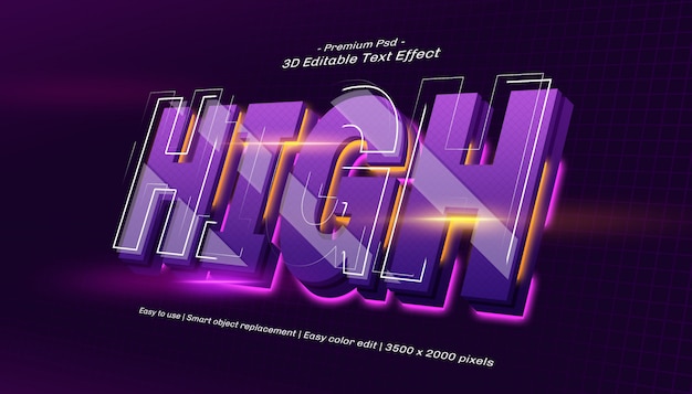 3d high editable text effect