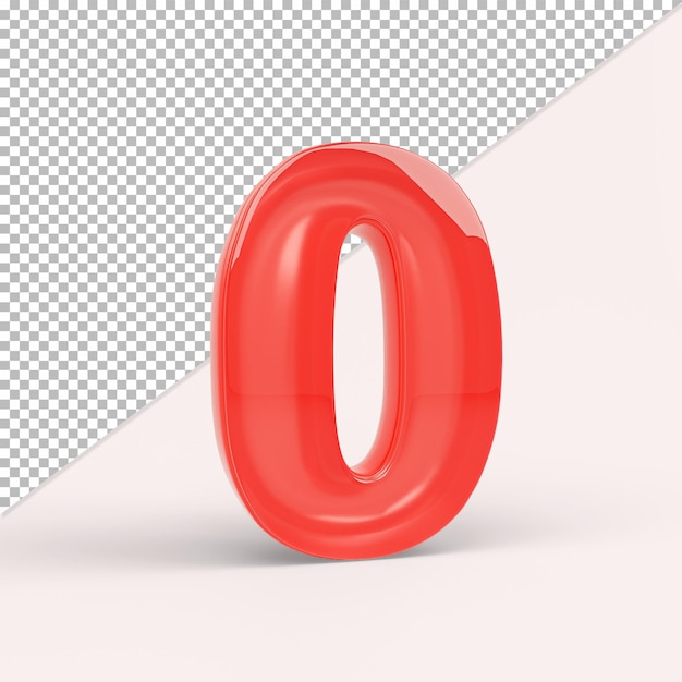 PSD 3d high quality render of shinny number 0