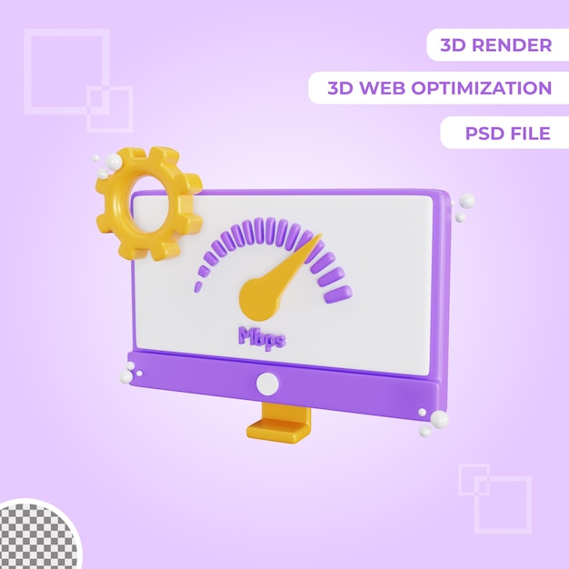 Illustrazione dell'oggetto isolato dell'icona del sito web di connessione ad alta velocità 3d