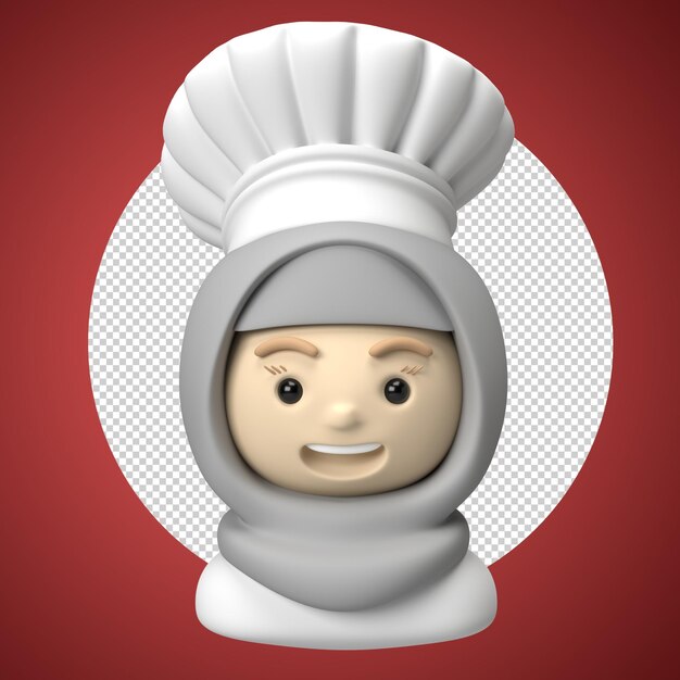 Illustrazione dell'icona dello chef hijab 3d