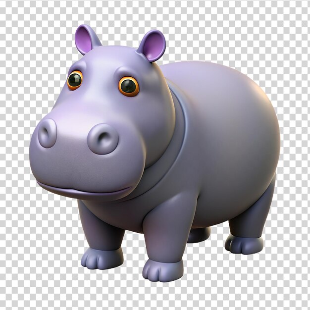 3d hippo geïsoleerd op doorzichtige achtergrond