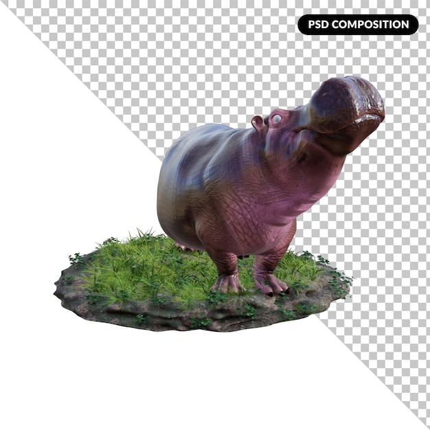 3d hippopotamus isolated