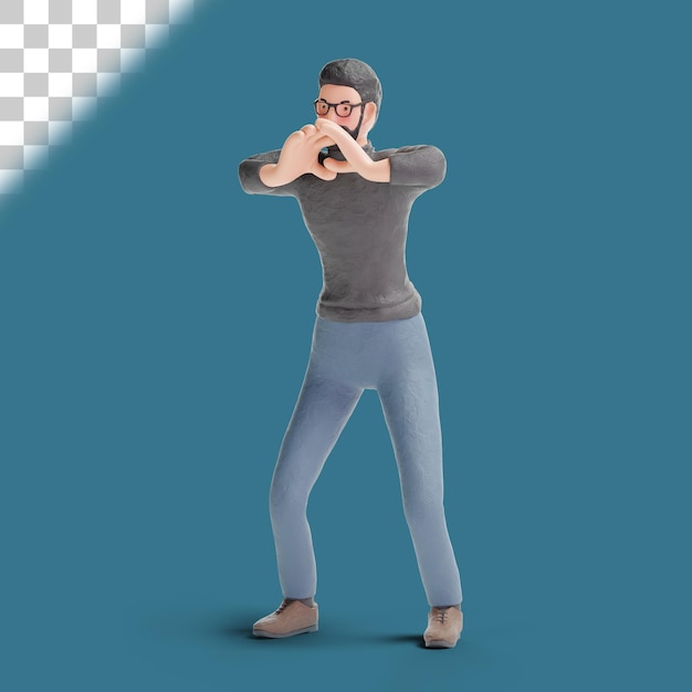 3d hipster man shouting