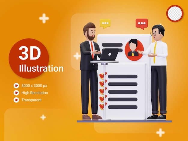 PSD 3d hiring new staff illustration