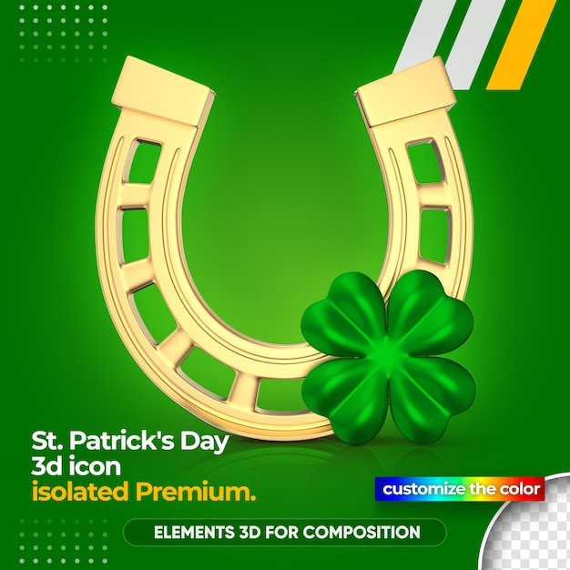 PSD 3d hoefijzer voor st. patrick's day renderen