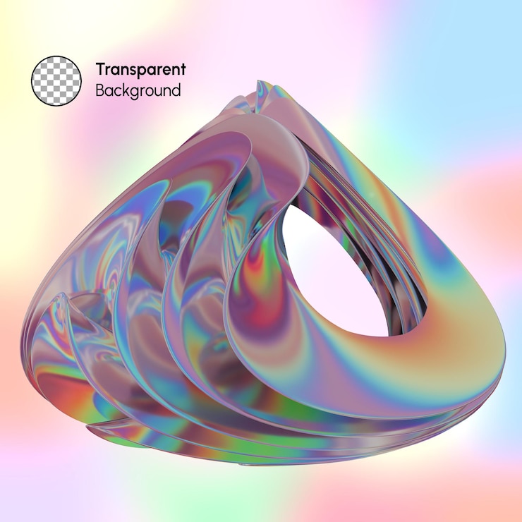 PSD 3d holografisk fargerik form illustrasjon