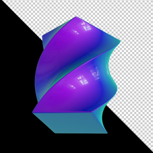 3d holographic geometric shape colorful material design isolated