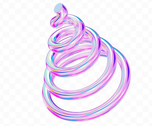 3d holographic geometric shape spiral metal simple figure for your design on isolated background