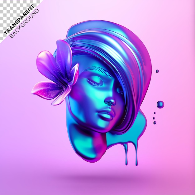 PSD 3d ホログラフィック 女性の頭のイラスト