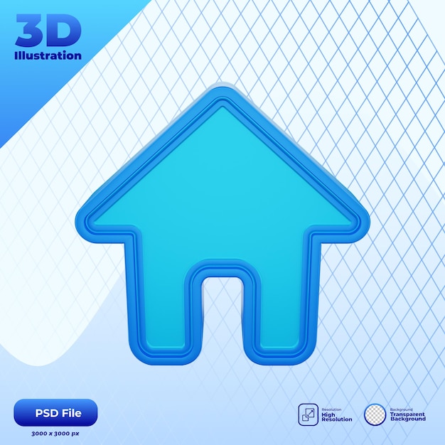 PSD 3d иллюстрация иконки дома