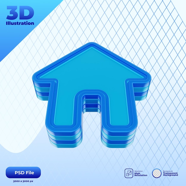 PSD 3d иллюстрация иконки дома