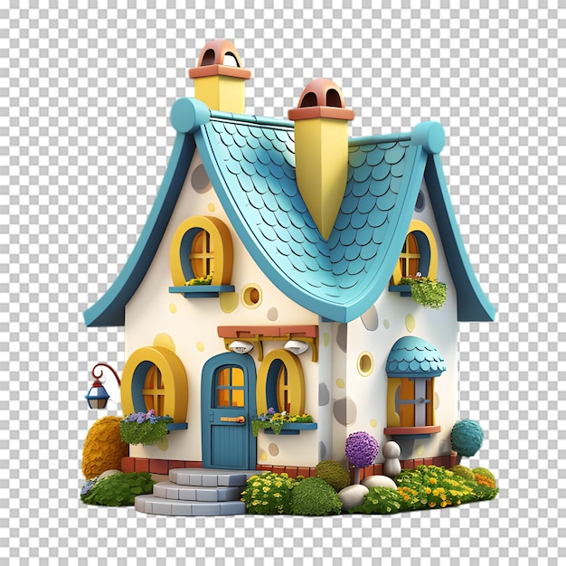 3d home illustration isolated on transparent background