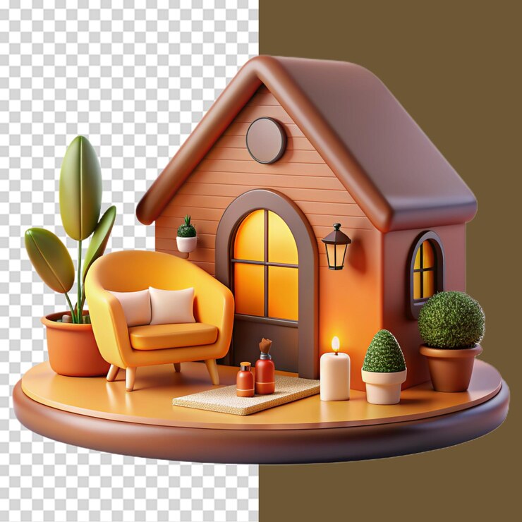 PSD 3d home isolated on transparent background