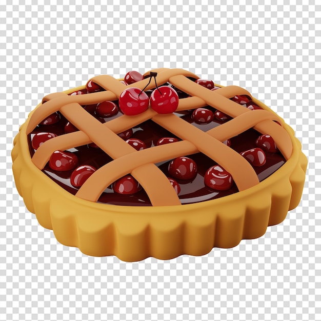 3d homemade cherry pie with a lattice top crust isolated 3d illustration
