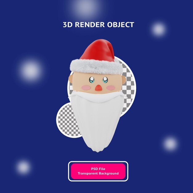 3d hoofd santa claus illustartion object weergegeven transparante background