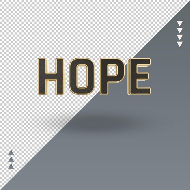 PSD 3d hope black gold icon rendering front view