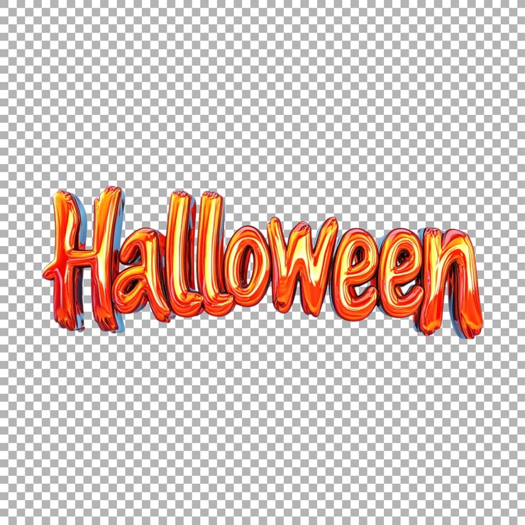 3D Horror Halloween Текстовый дизайн на прозрачном фоне