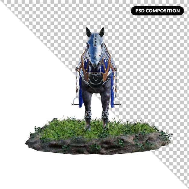 3d horse isolated psd