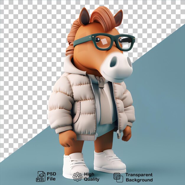 PSD 3d horse wearing a jacket isolated on transparent background include png file