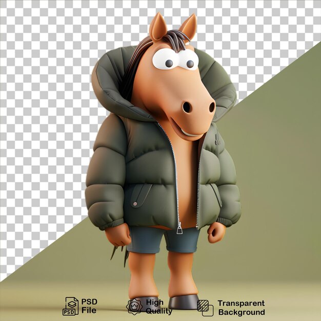 PSD cavallo 3d che indossa una giacca isolato su uno sfondo trasparente include file png