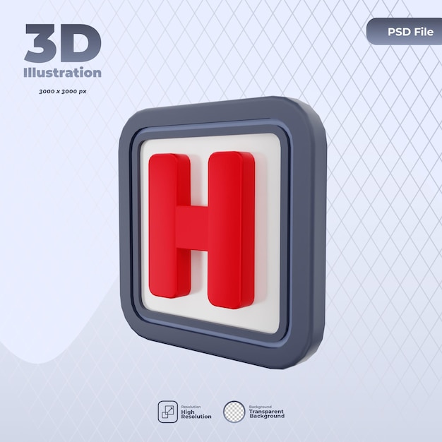 PSD 3d иллюстрация значка больницы