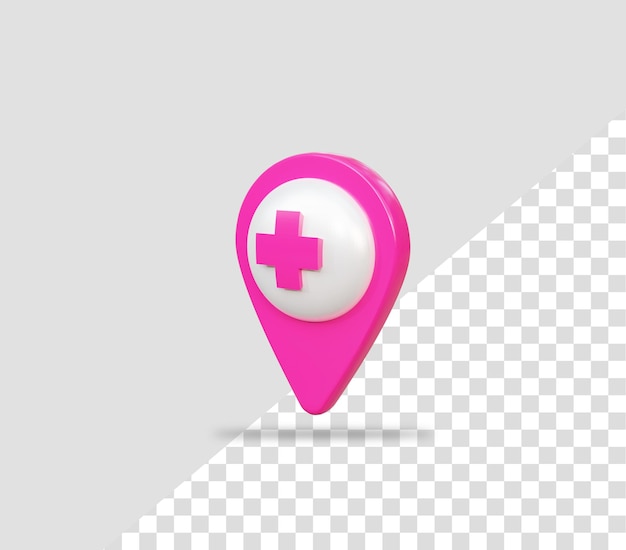 PSD 3d hospital location icon map pin and gps