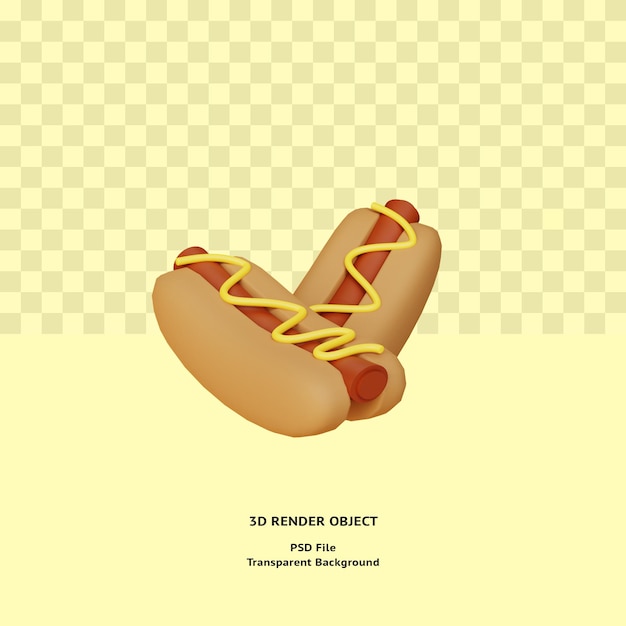 3d hot dog illustratin object rendered premium psd